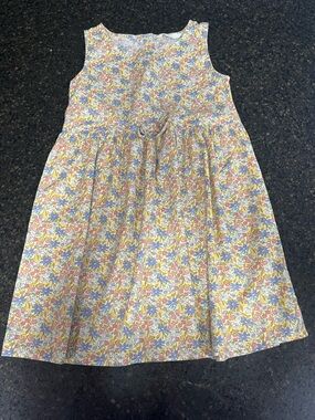 H&M Yellow Cream Pink Blue Cotton Floral Sleeveless Little Girls Dress Pleats
